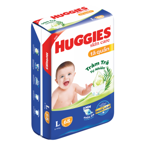 Tã quần Huggies Skincare gói cực đại (L, 9-14kg, 68 miếng)